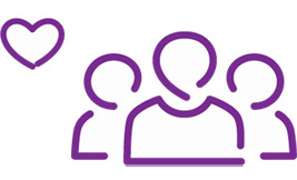 3 humans with a heart icon for volunteer